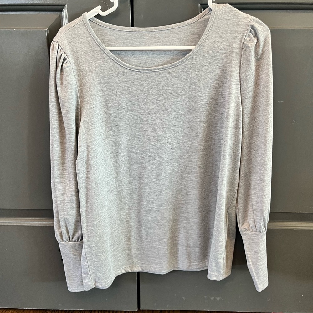 Gray Long Sleeve Top